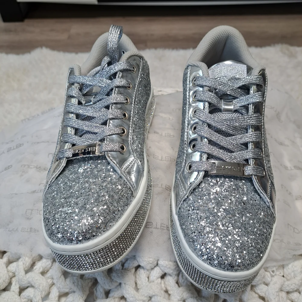 Silver Glitter Sneakers - Picture 1 of 4